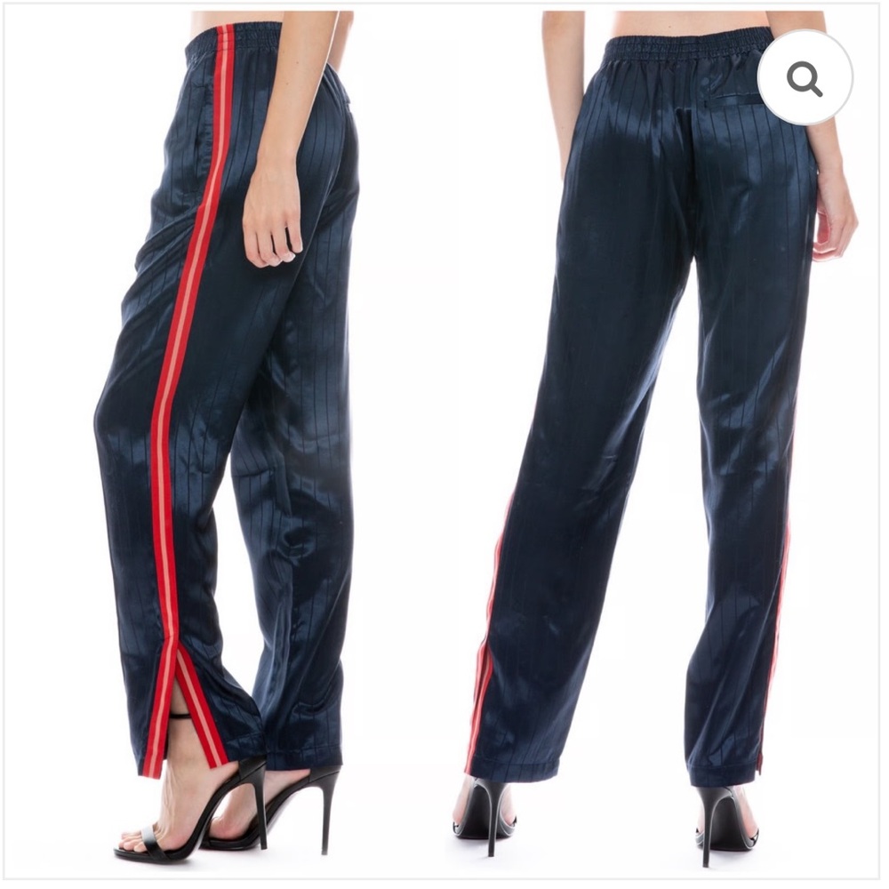 Rag & Bone Ryan Satin Track Pants in Navy